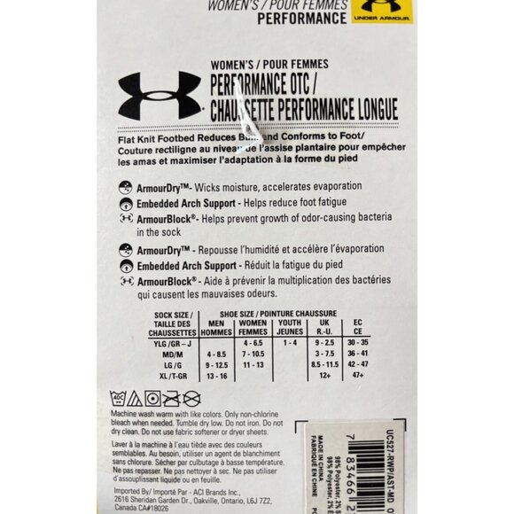 Under Armour Women's Performance OTC Socks, New 2 Pair Pink & Green Size M 7-10 - Picture 4 of 6